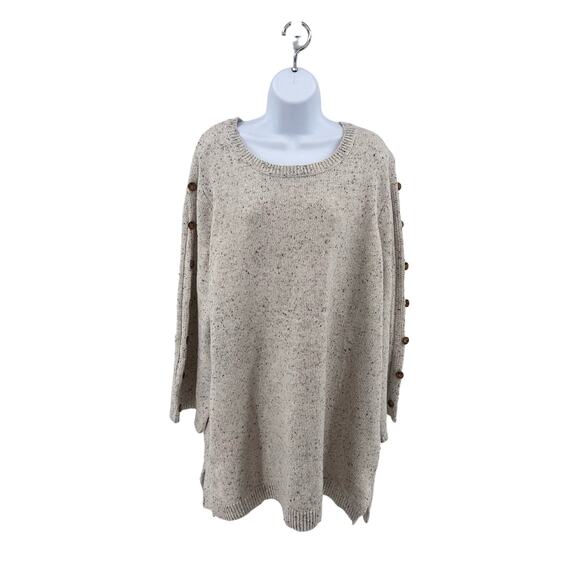 Lane Bryant Cream Multicolor Speckled Oversized Knit Sweater Womens Plus 26/28 - Picture 3 of 8